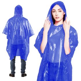 Disposable Adult Rain Ponchos - Blue Hooded Design, Polyethylene 0.02mm, Bulk Pack of 200