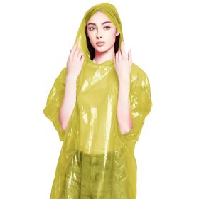 Disposable Adult Rain Ponchos - Yellow, Hooded, 0.02mm Polyethylene, 100% Individually Wrapped