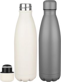 17oz Insulated Water Bottles Bulk 1/2/4 Pack, Metal Sports Water Bottles, Double Wall Vacuum BPA-Free Flask for School, Sports(gray white 2pcs)