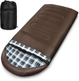 Big & Tall Flannel Outdoor Camping Sleeping Bag XXL (Color: Brown)