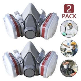 15in1 Respirator Half Face Gas Mask Safety Protect Painters Respirator with 8 extra filter cottons (Quantity: 2 sets)