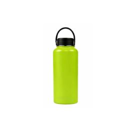 Double-Wall Vacuum Insulated Stainless Steel Water Bottle 3 Caps Included (Color: Kiwi)